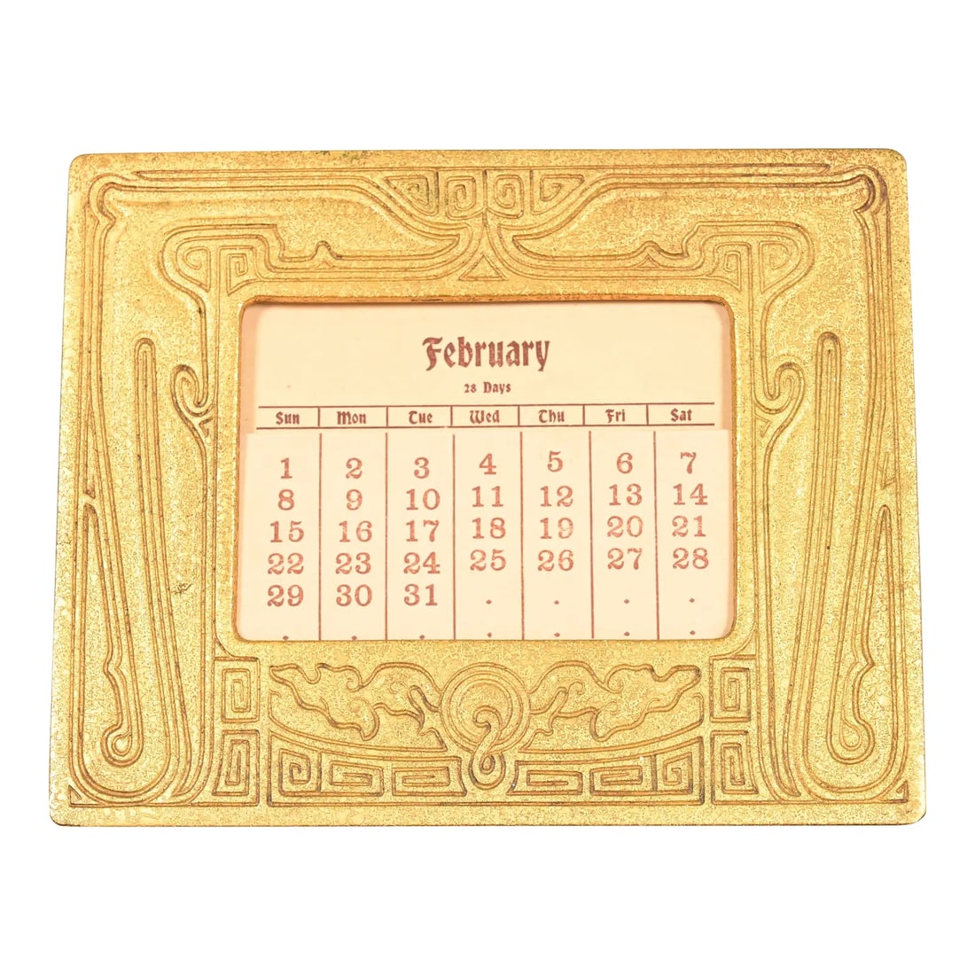 Tiffany Studios New York Chinese Pattern Bronze Doré Desk Calendar Frame or Picture Frame (1 of 14)