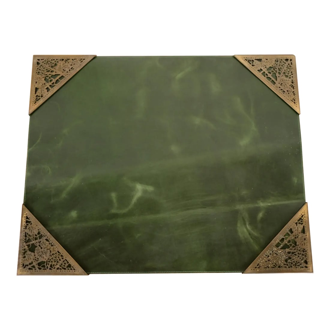 Tiffany Studios New York Grapevine Bronze Doré Blotter Corners With Leather Desk Blotter (1 of 13)
