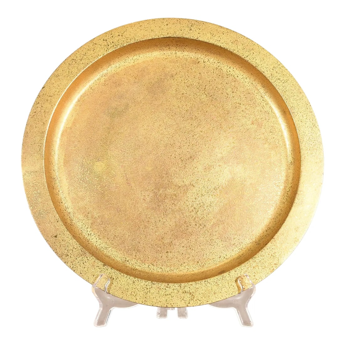 Tiffany Studios New York Bronze Doré Large Charger Plate or Tray: A gorgeous antique Arts & Crafts or Art Deco period gilt bronze large charger plate or tray By Tiffany Studios (signed to the underside) New York, USA, Early 20th Century Measures: 14.25"W x 14.25"D x
