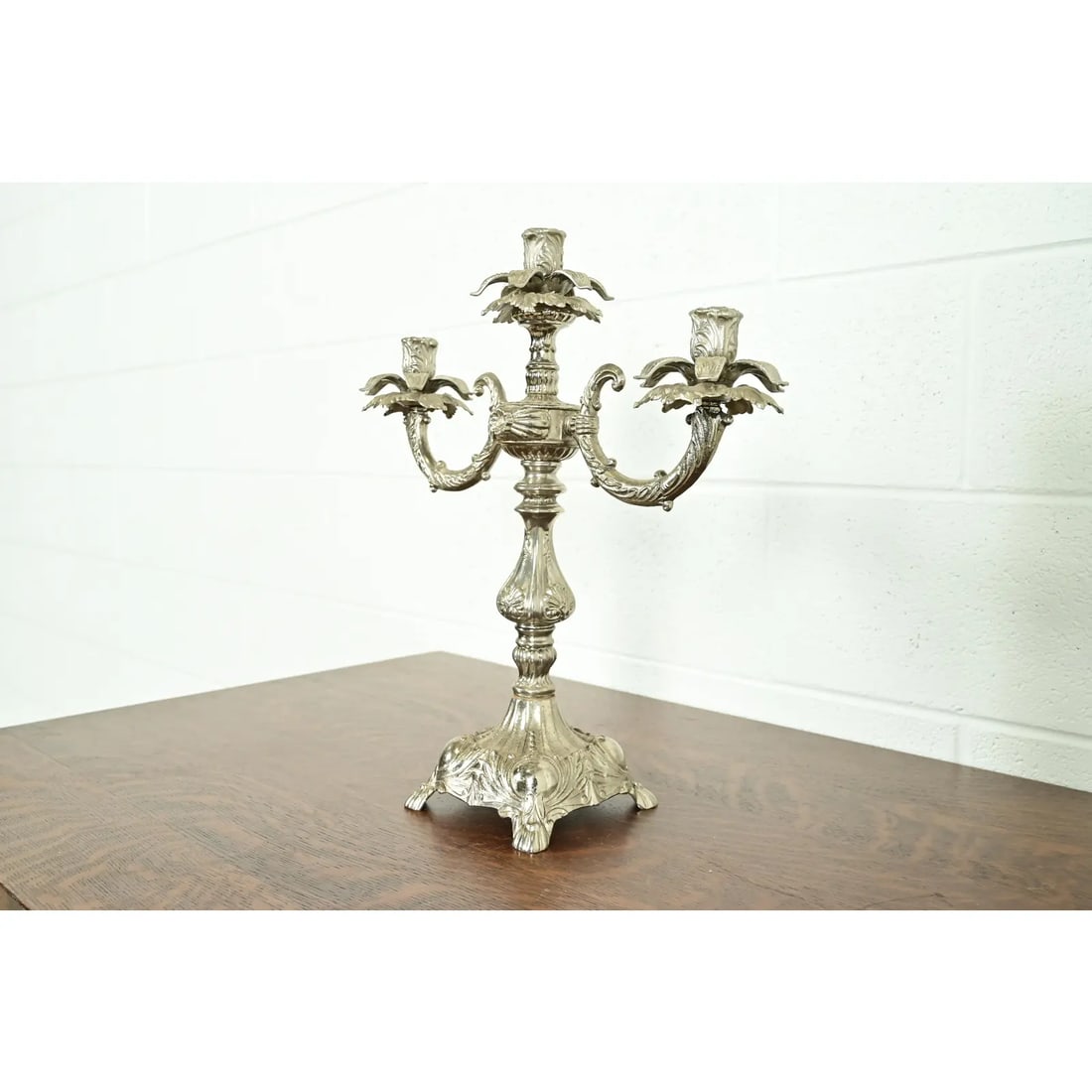 Tiffany & Co. Style Antique Victorian Silverplate Three-Light Candelabra (1 of 11)