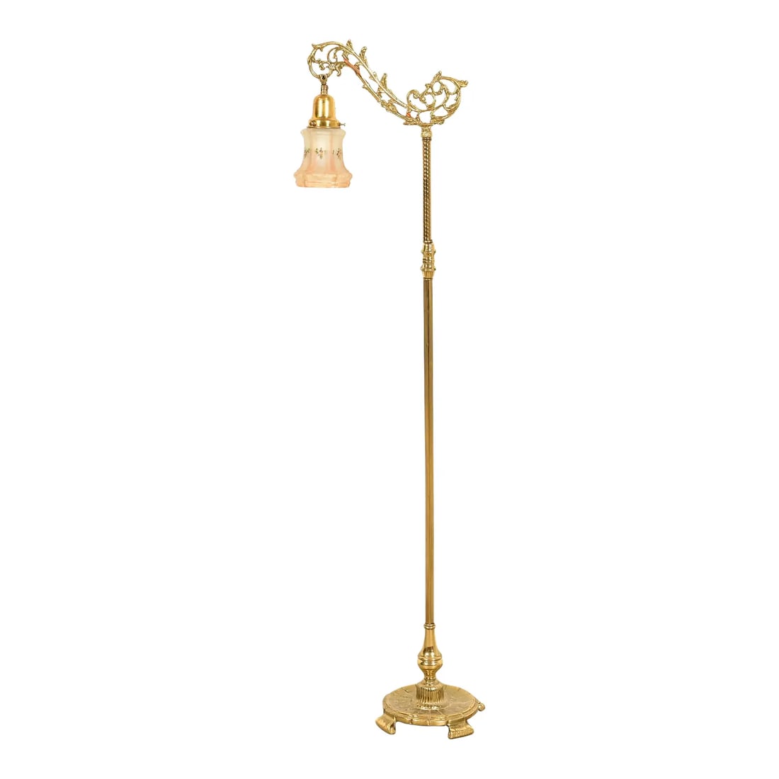 Antique Art Nouveau Brass Bridge Arm Floor Lamp (1 of 11)