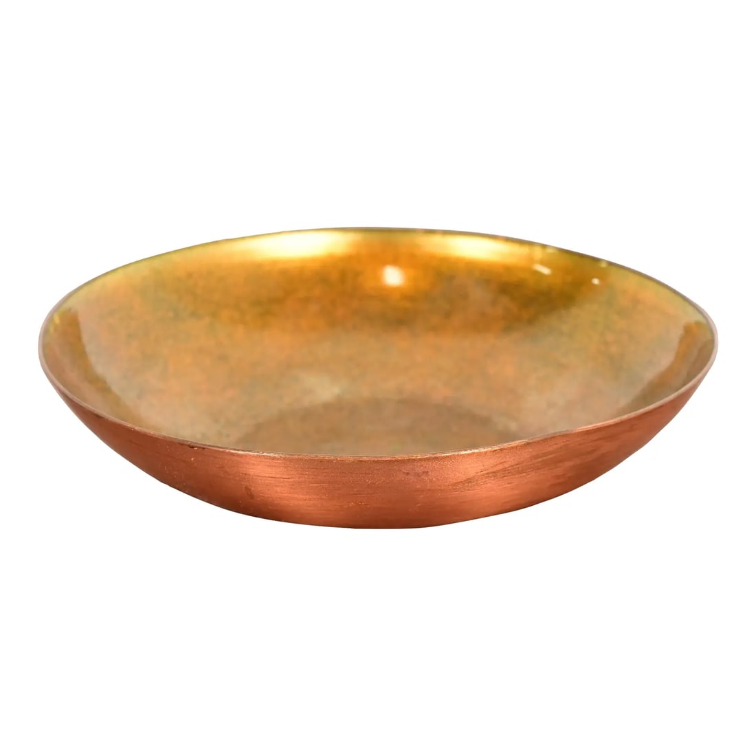 Jade Snow Wong Mid-Century Modern Copper Enamel Bowl, Circa 1950s: A gorgeous Mid-century Modern copper enamel bowl In the manner of Tiffany Studios By Jade Snow Wong (signed to the underside) USA, Circa 1950s Measures: 7.5"W x 7.5"D x 1.5"H. Very good original vinta