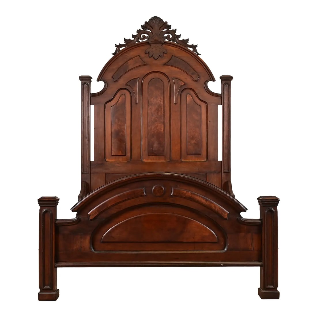 Antique Monumental Eastlake Victorian Burled Walnut Full Size Bed, Circa 1880s (1 of 14)