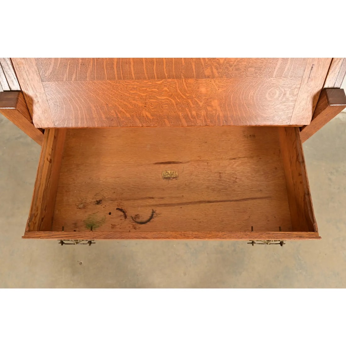 Lifetime Furniture Antique Mission Oak Arts & Crafts Drop Front Secretary Desk, Circa 1910 - 7