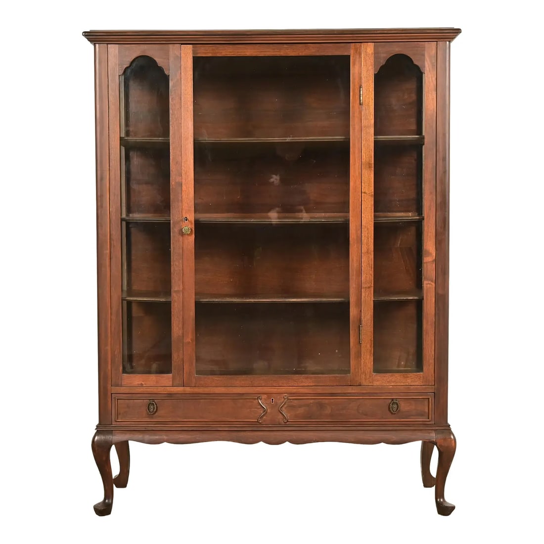 Berkey & Gay Style Antique Queen Anne Carved Mahogany Bookcase or Bar Cabinet, Circa 1920s (1 of 15)