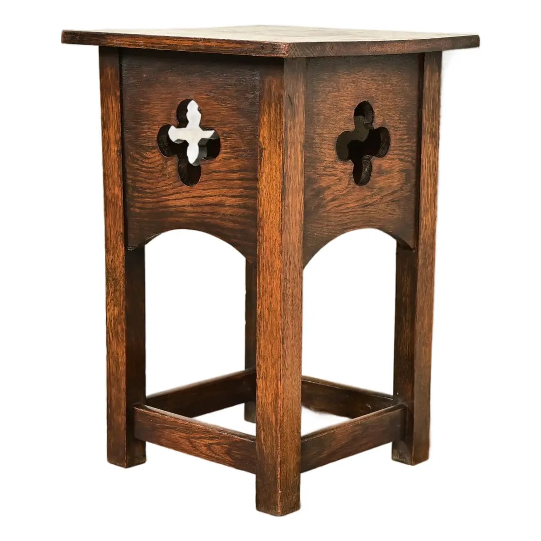 Stickley Brothers Style Antique Mission Oak Arts & Crafts Cutout Tabouret Side Table, Circa 1905 (1 of 10)