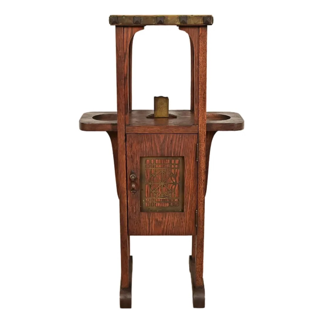 Stickley Brothers Style Antique Mission Arts & Crafts Oak and Brass Smoker Stand, Circa 1910 (1 of 17)