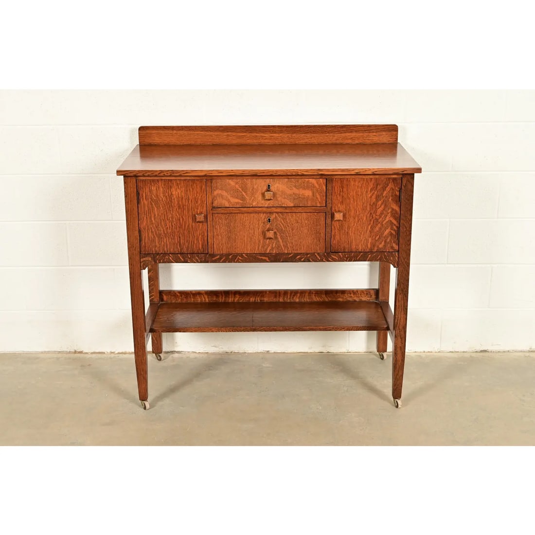 Stickley Brothers Style Antique Mission Oak Arts & Crafts Sideboard Buffet or Bar Cabinet - 3