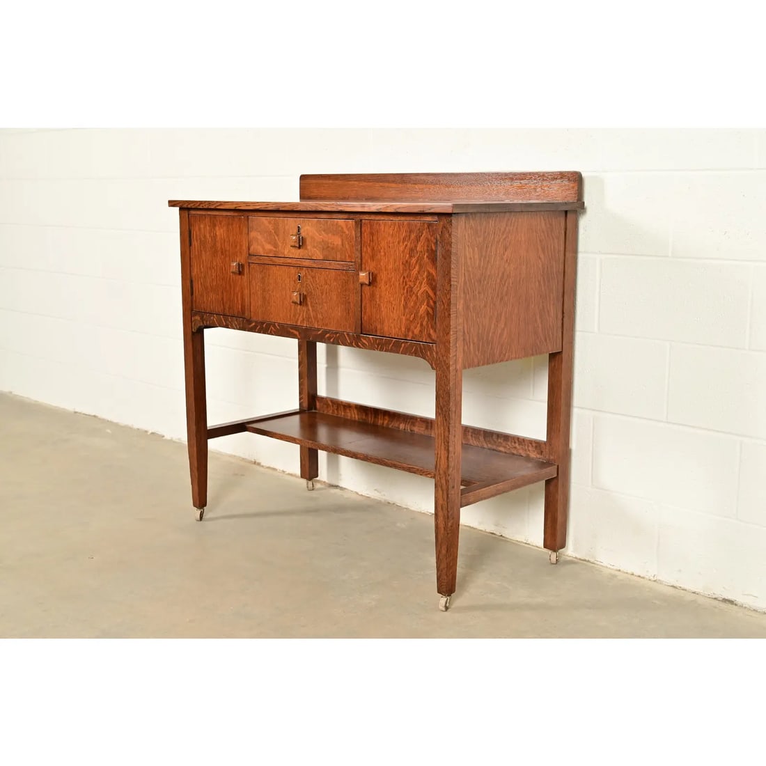 Stickley Brothers Style Antique Mission Oak Arts & Crafts Sideboard Buffet or Bar Cabinet - 4