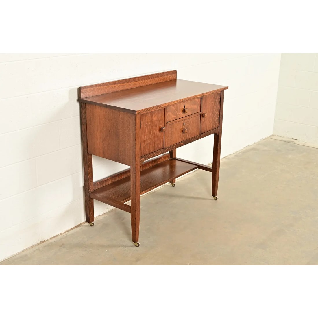 Stickley Brothers Style Antique Mission Oak Arts & Crafts Sideboard Buffet or Bar Cabinet - 5