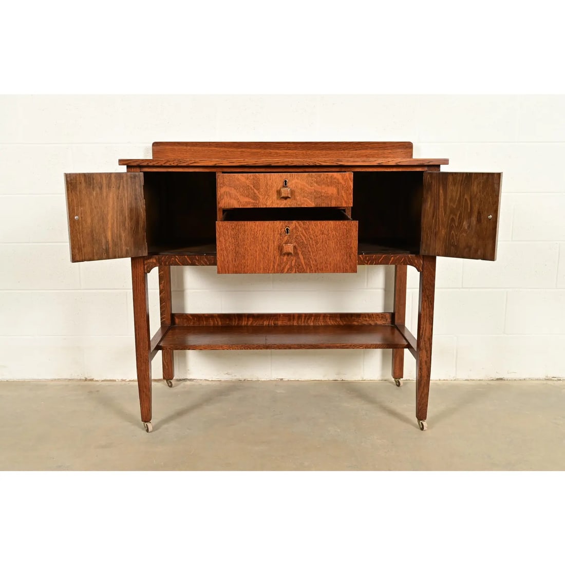 Stickley Brothers Style Antique Mission Oak Arts & Crafts Sideboard Buffet or Bar Cabinet - 6