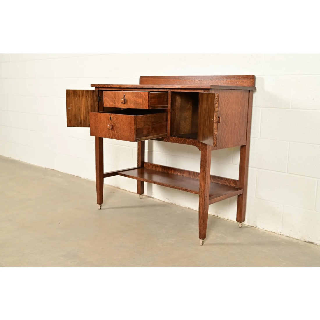Stickley Brothers Style Antique Mission Oak Arts & Crafts Sideboard Buffet or Bar Cabinet - 7