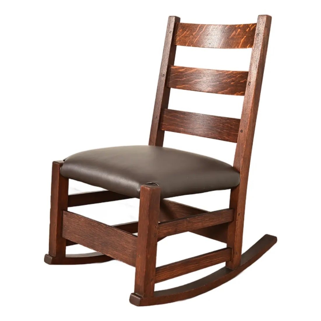 Gustav Stickley Antique Mission Oak Arts & Crafts Ladder Back Rocking Chair, Circa 1910 (1 of 12)