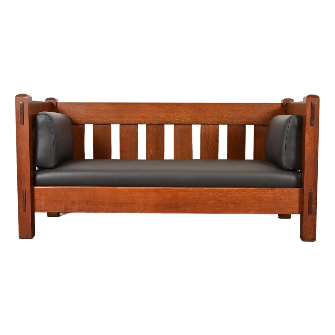 Limbert Antique Mission Oak Arts and Crafts Settle Sofa, Newly Reupholstered (1 of 12)