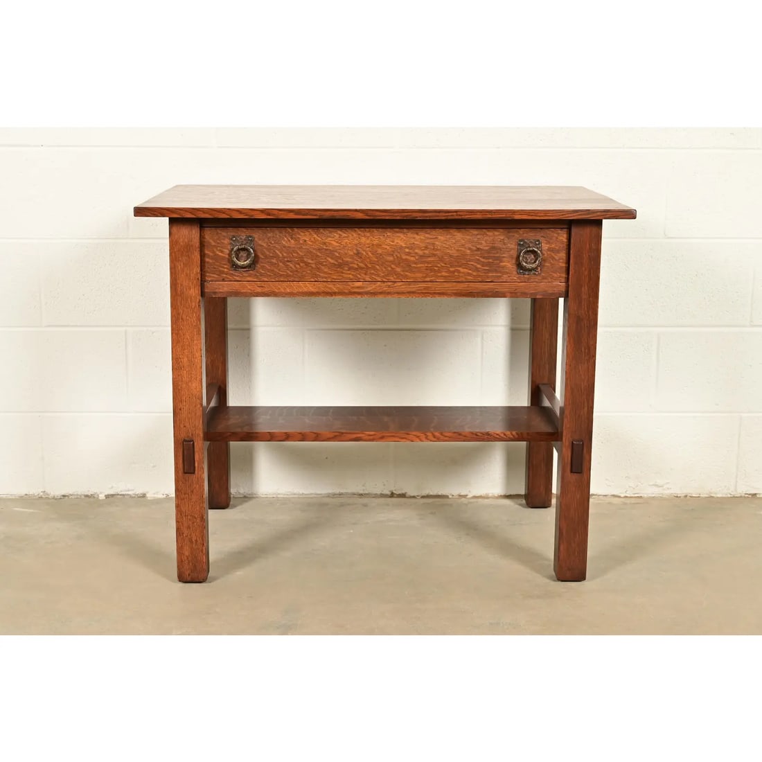 Lifetime Furniture Antique Mission Oak Arts & Crafts Desk or Library Table, Circa 1910 - 3