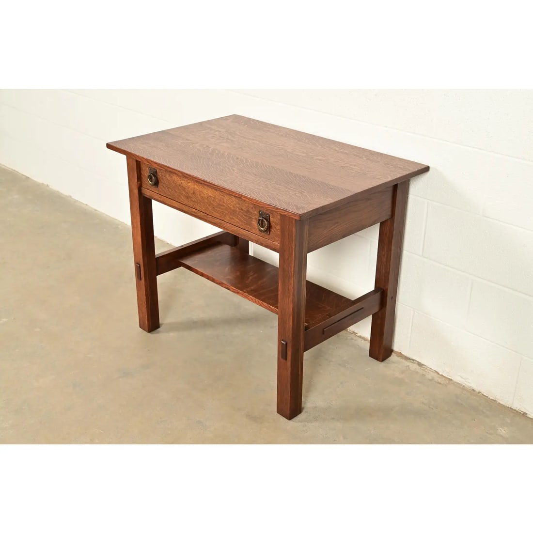 Lifetime Furniture Antique Mission Oak Arts & Crafts Desk or Library Table, Circa 1910 - 4