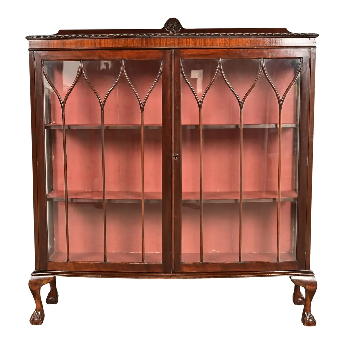 Berkey & Gay Style Antique Chippendale Carved Mahogany Bookcase Cabinet, Circa 1900 (1 of 14)