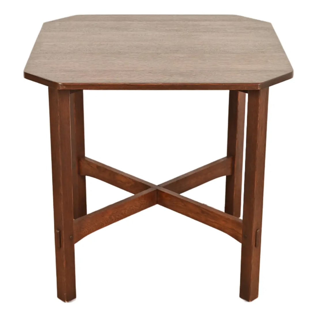 L. & J. G. Stickley Antique Mission Oak Arts & Crafts Clip Corner Lamp Table or Center Table, Circa (1 of 9)