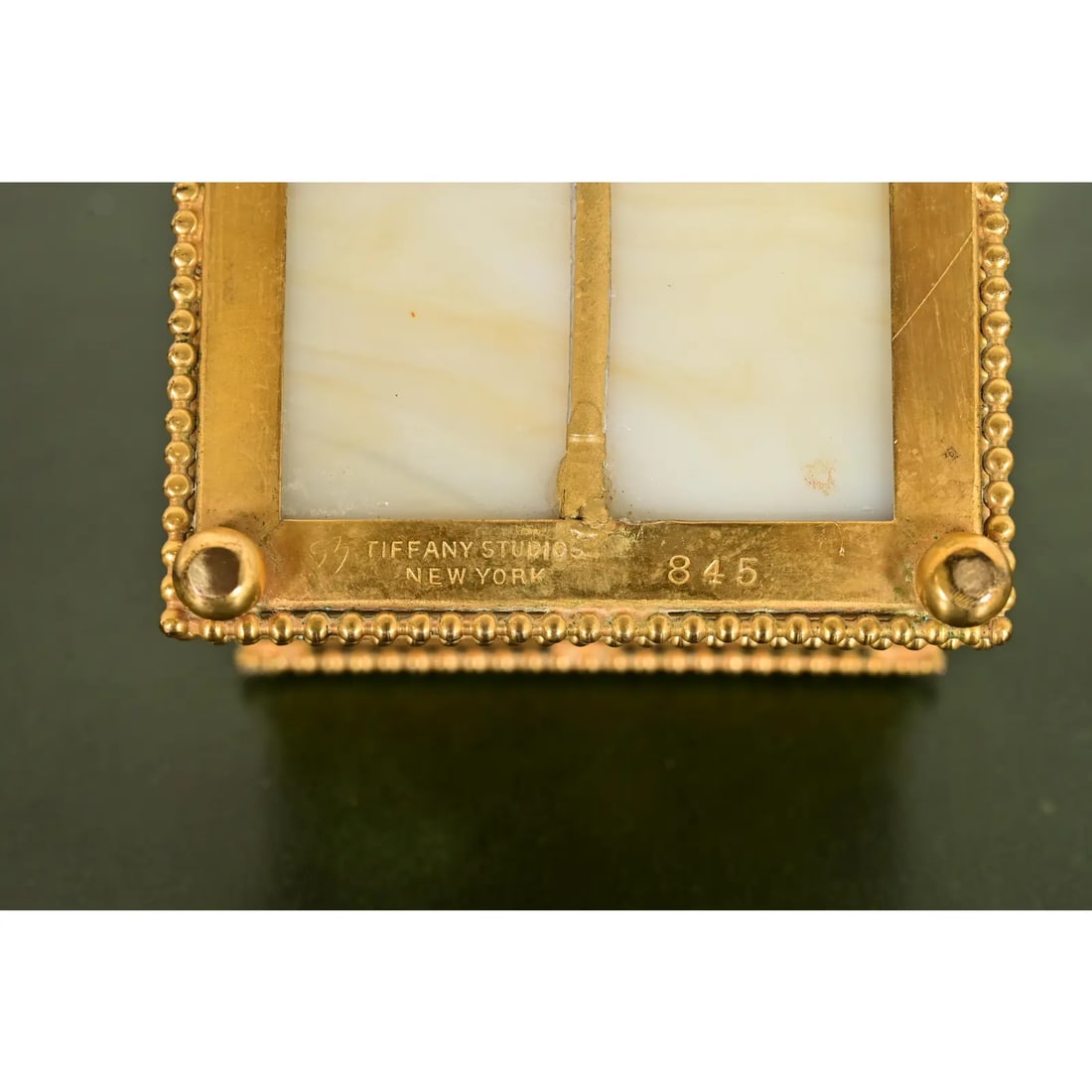 Tiffany Studios New York Grapevine Bronze Doré and Favrile Slag Glass Inkwell - 12