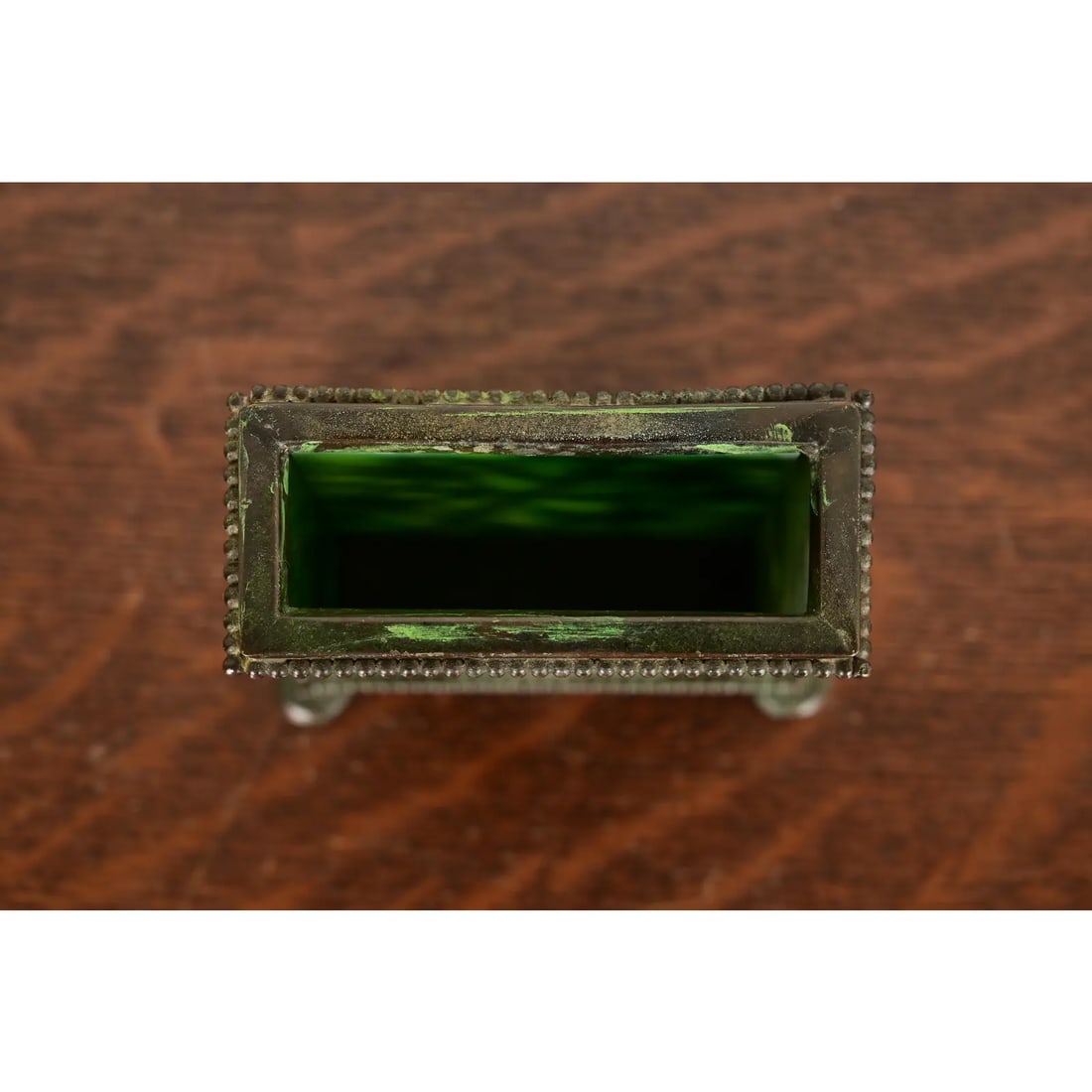 Apollo Studios New York Arts & Crafts Grapevine Pattern Bronze and Slag Glass Card Holder - 5