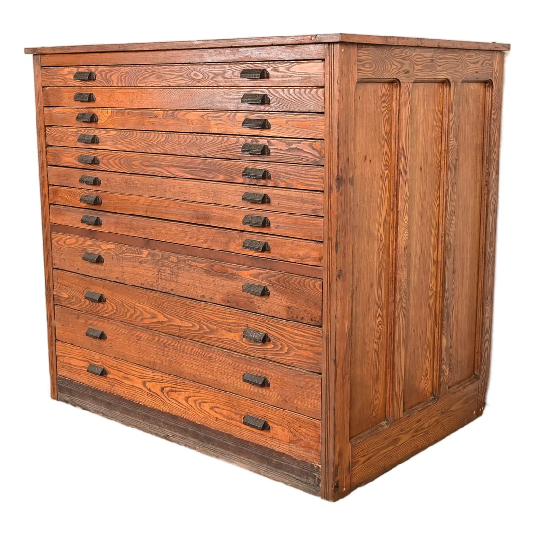 Antique Oak 12-Drawer Architect's Blueprint Flat File Cabinet by Hamilton, Circa 1900 (1 of 13)