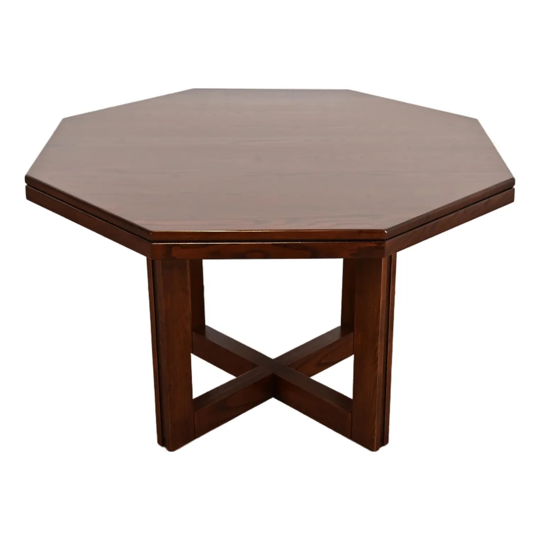 Frank Lloyd Wright Style Mid-Century Modern Oak X-Base Dining Table, Newly Refinished (1 of 12)