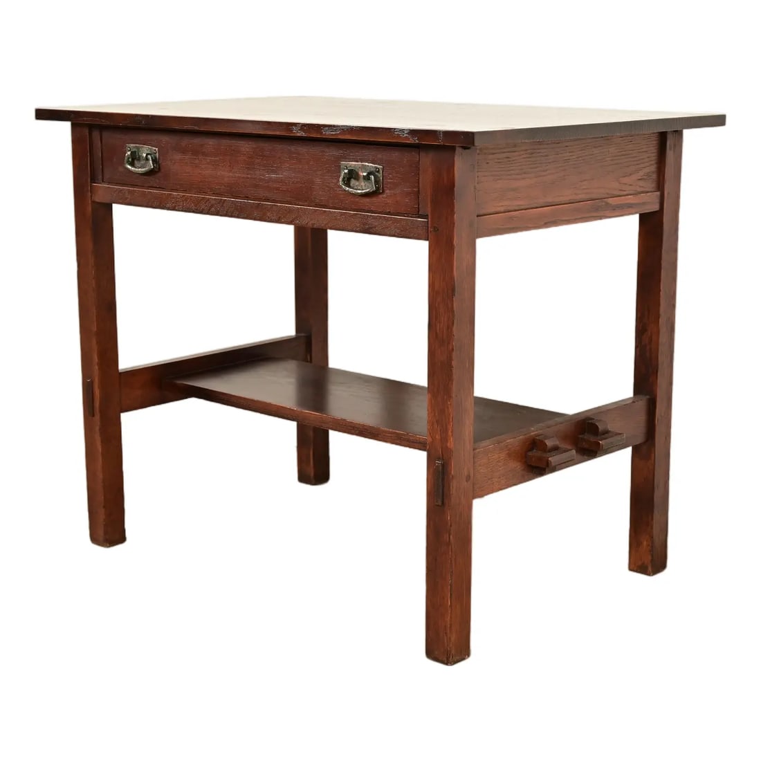 L. & J. G. Stickley Antique Mission Oak Arts & Crafts Writing Desk or Library Table, Circa 1910 (1 of 14)