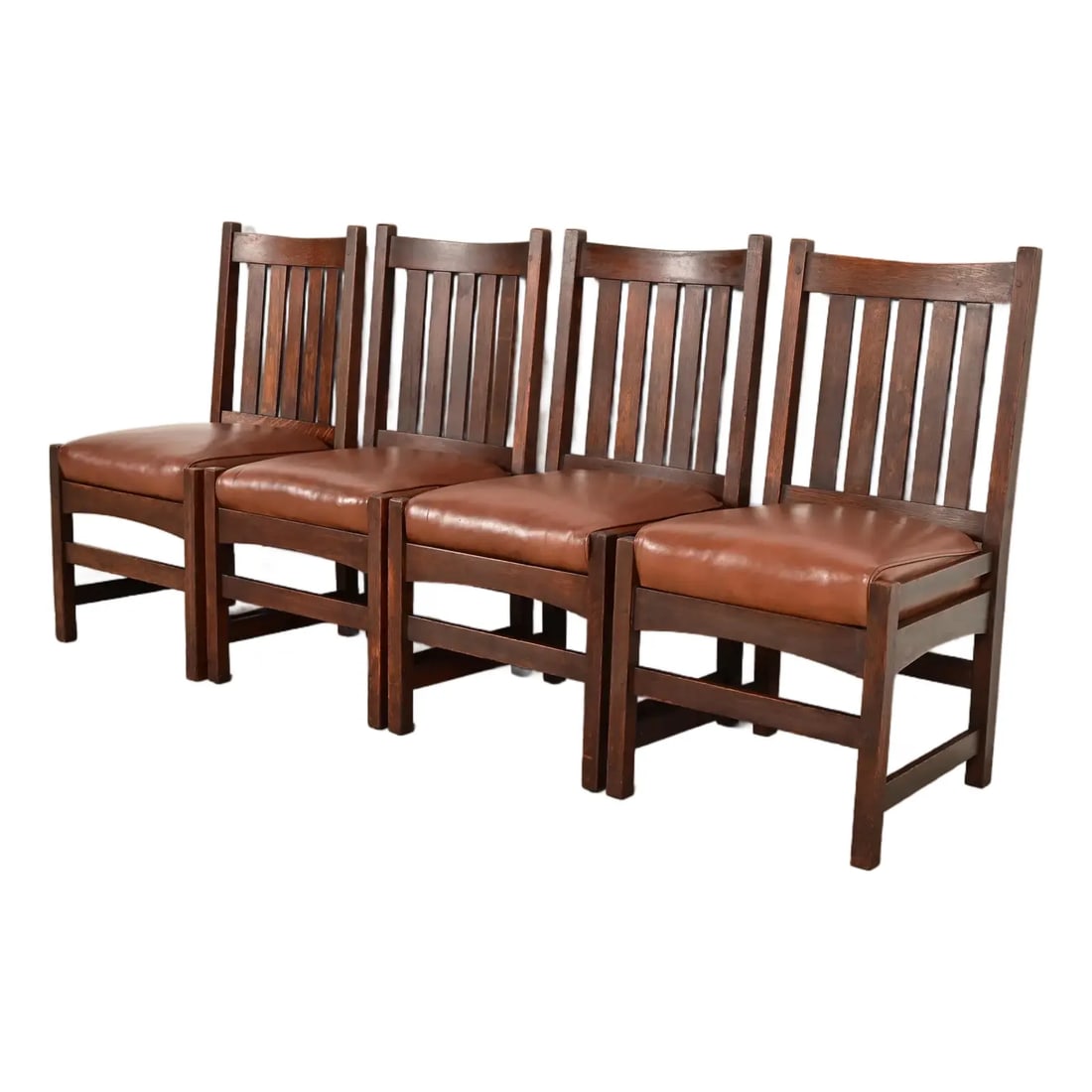 L. & J. G. Stickley Antique Mission Oak Arts & Crafts Dining Chairs, Set of Four (1 of 13)