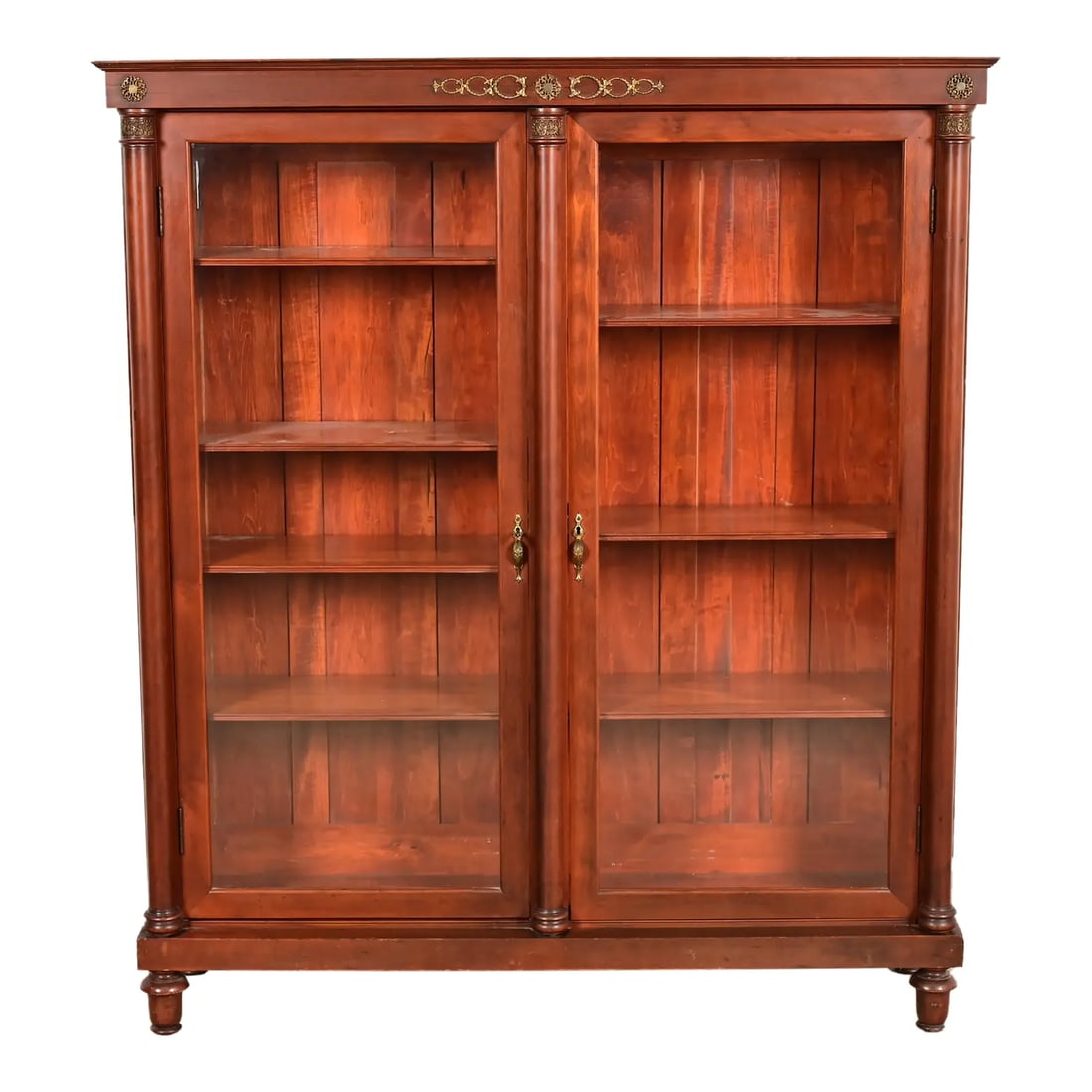 Antique French Empire Carved Mahogany Bookcase With Mounted Ormolu, Circa 1890s (1 of 14)