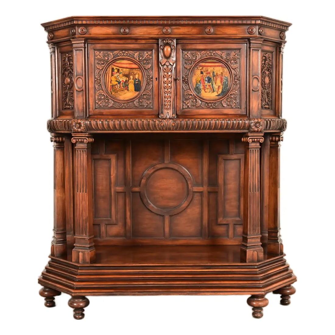 Antique French Renaissance Revival Ornate Carved Walnut Bar Cabinet, Circa 1890s (1 of 15)