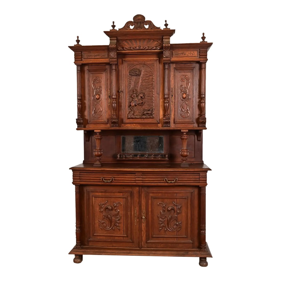 Antique French Renaissance Monumental Ornate Carved Oak Sideboard or Bar Cabinet, Circa 1890s (1 of 13)