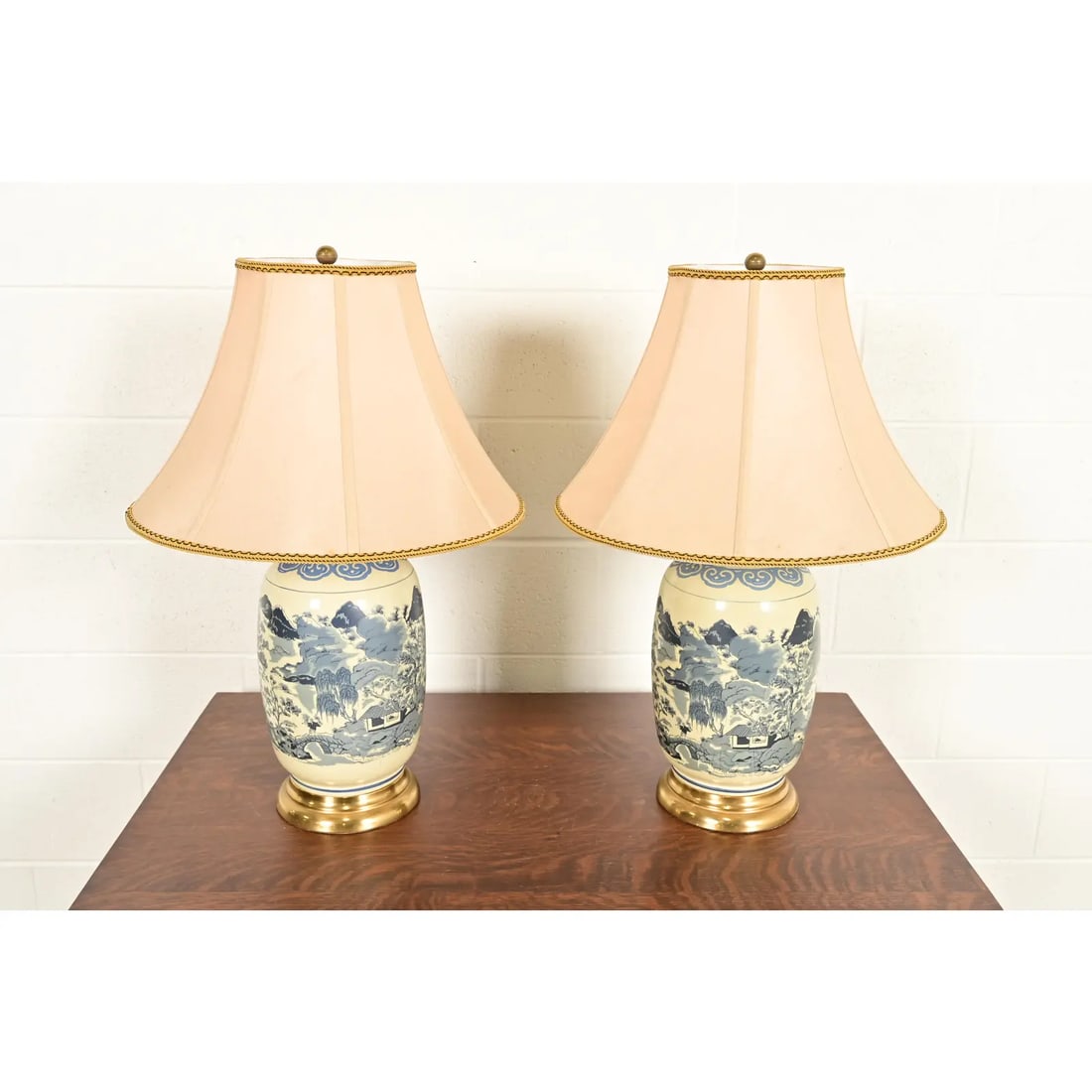 1970s Chinese Blue and White Porcelain Ginger Jar Table Lamps by Westwood - a Pair - 2
