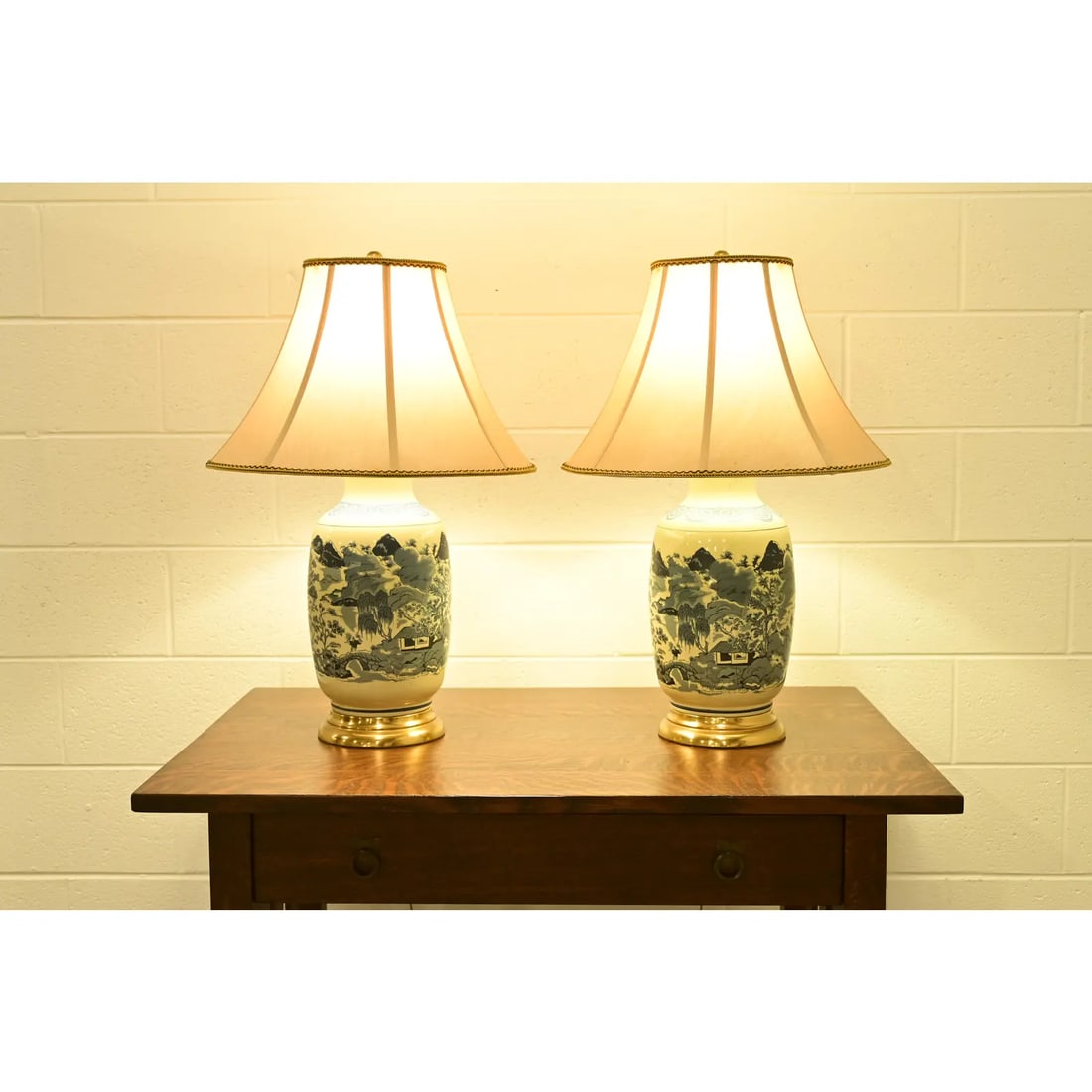 1970s Chinese Blue and White Porcelain Ginger Jar Table Lamps by Westwood - a Pair - 5