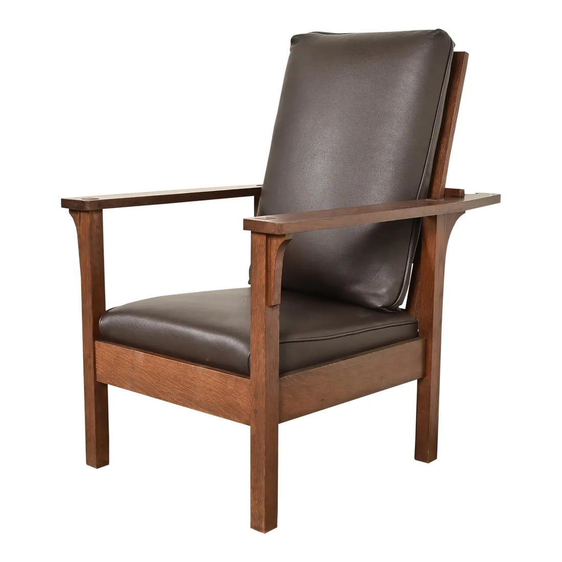 Lifetime Furniture Antique Mission Oak Arts & Crafts Open Arm Reclining Morris Lounge Chair (1 of 12)