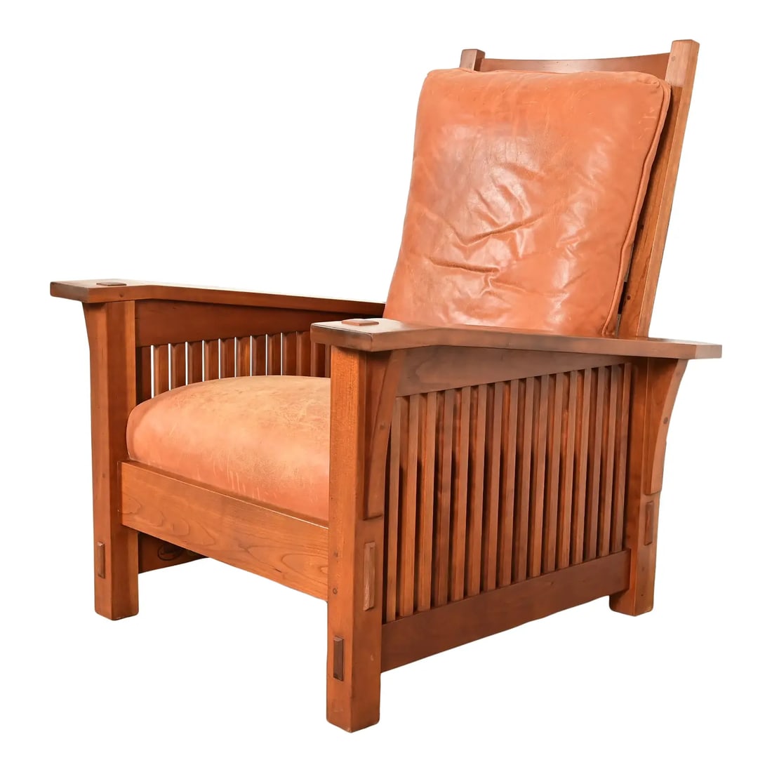 Stickley Mission Arts & Crafts Cherry Wood Spindle Reclining Morris Lounge Chair (1 of 12)