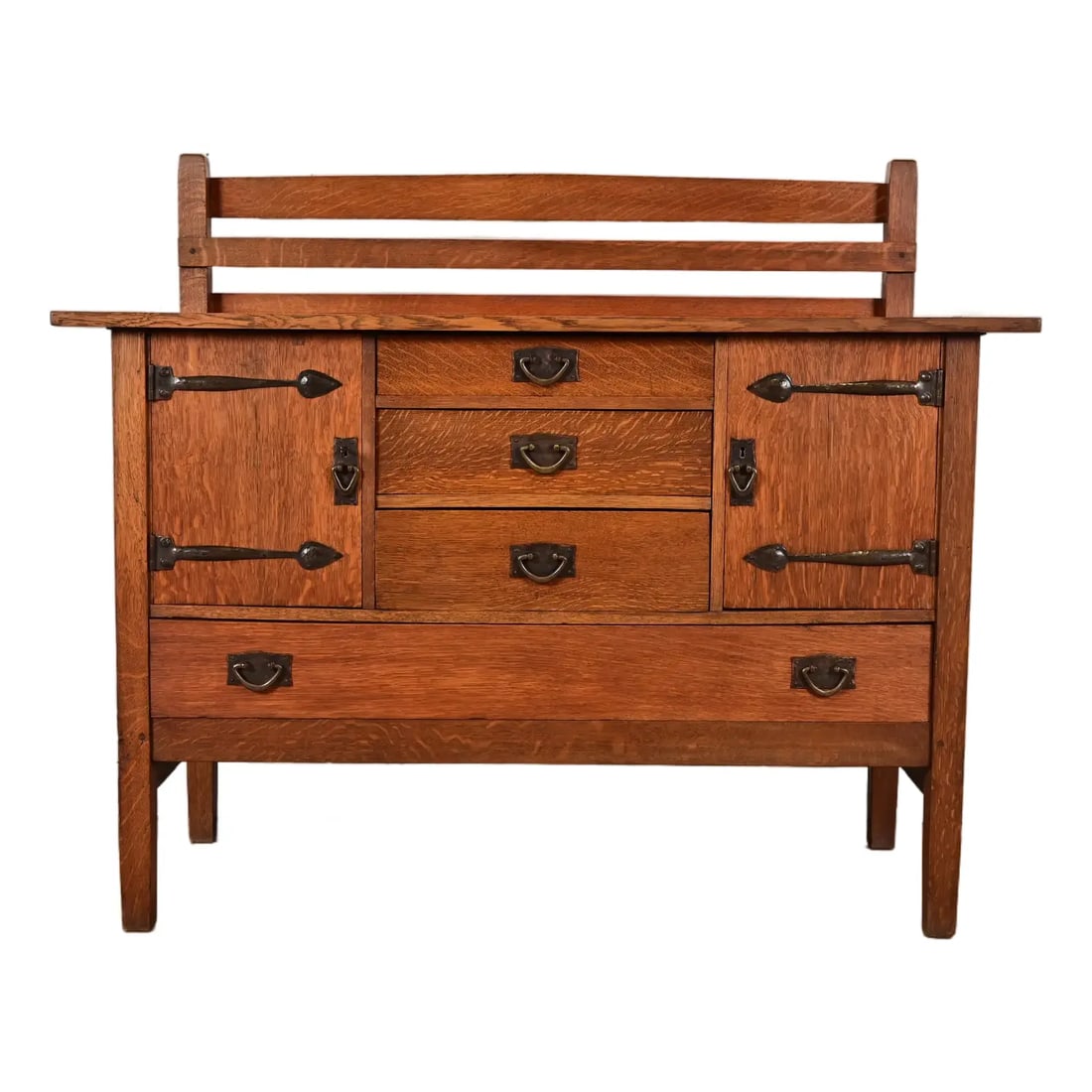 Gustav Stickley Antique Mission Oak Arts & Crafts Strap Hinge Sideboard, Circa 1910 (1 of 14)