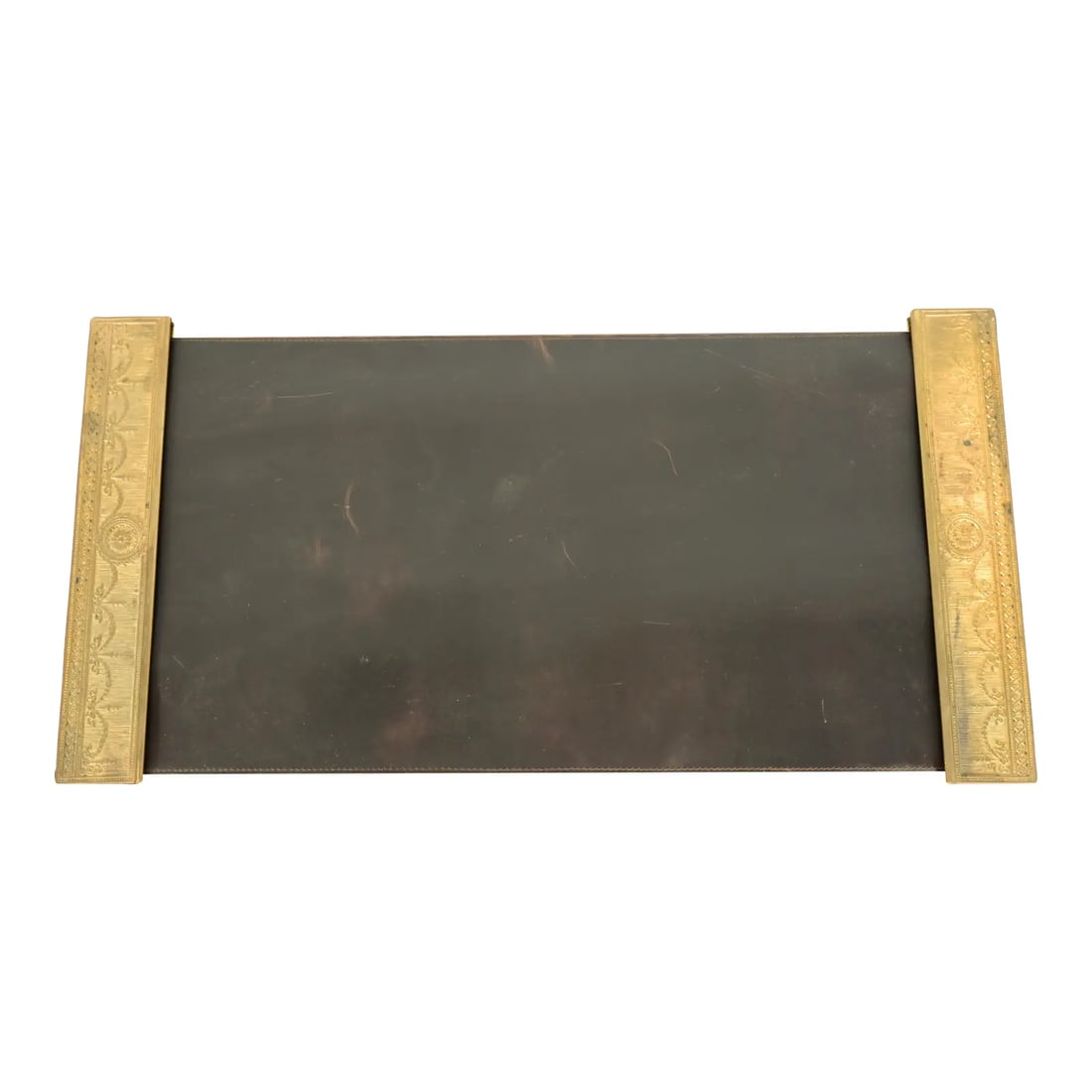 Tiffany Studios New York "Adam" Bronze Doré Blotter Ends With Leather Desk Blotter (1 of 12)