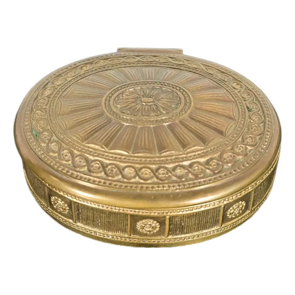 Tiffany Studios New York Adam Pattern Bronze Doré Desk Box or Jewelry Box: A gorgeous Arts & Crafts or Art Deco period "Adam" pattern gilt bronze desk box or jewelry box By Tiffany Studios (signed to the underside) New York, USA, Early 20th Century Measures: 4.5"W x 3.5"D x 