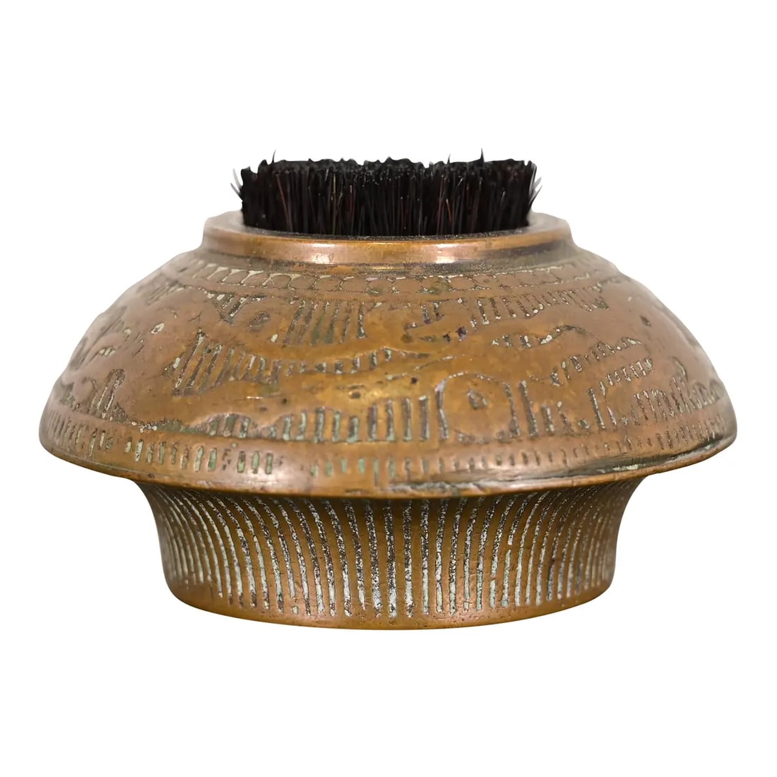 Marshall Field & Co. Antique Viking Bronze Pen Brush, Circa 1910: A gorgeous Art Deco or Arts & Crafts period "Viking" collection bronze pen brush or pen wipe In the manner of Tiffany Studios By Marshall Field & Co. USA, Circa 1910 Measures: 2.5"W x 2.5"D x 1.5"H. V