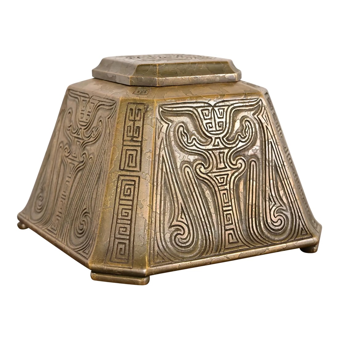 Tiffany Studios New York Chinese Pattern Bronze Large Inkwell (1 of 14)