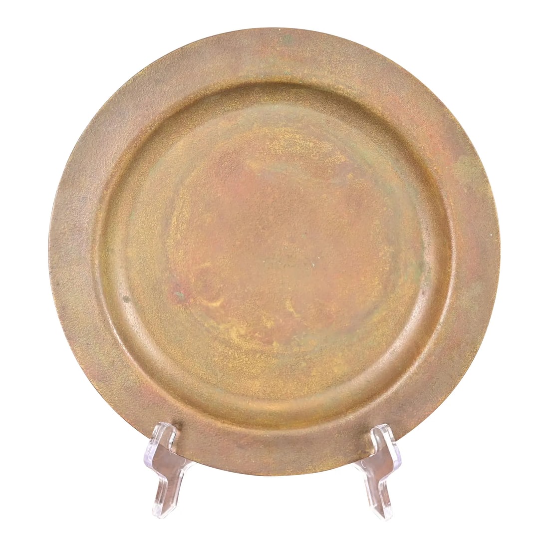 Tiffany Studios New York Bronze Charger Plate or Tray: A gorgeous Arts & Crafts or Art Deco period bronze charger plate or serving tray By Tiffany Studios (signed to the underside) New York, USA, Early 20th Century Measures: 9"W x 9"D x 0.75"H. Good origi