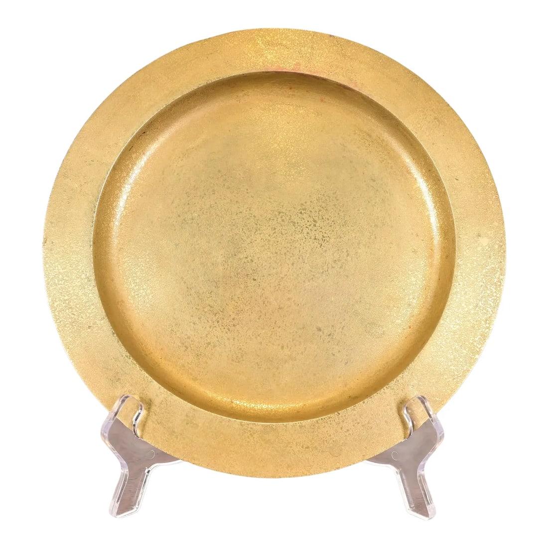 Tiffany Studios New York Bronze Doré Charger Plate or Tray: A gorgeous Arts & Crafts or Art Deco period gilt bronze charger plate or serving tray By Tiffany Studios (signed to the underside) New York, USA, Early 20th Century Measures: 9"W x 9"D x 0.75"H. Very 