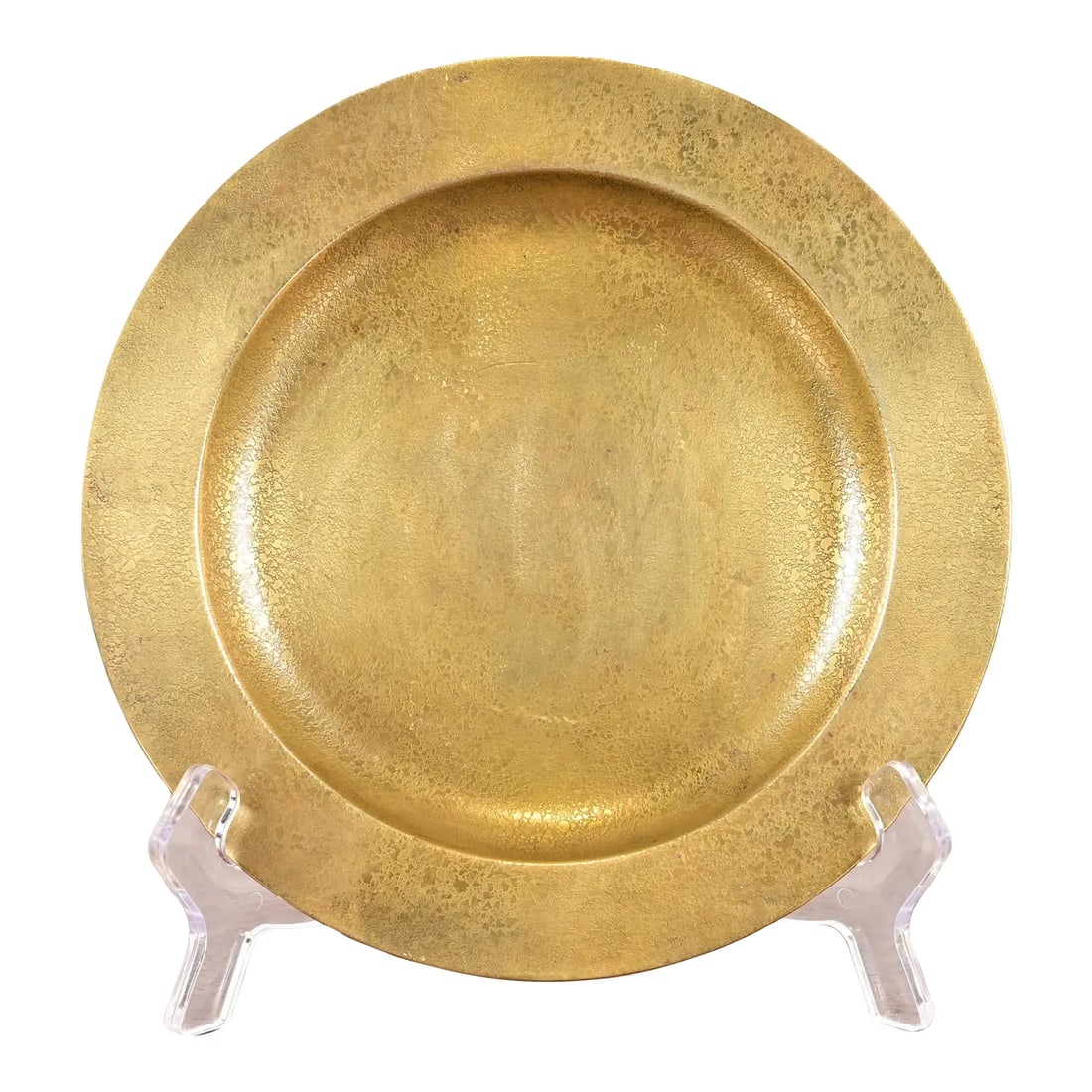 Tiffany Studios New York Bronze Doré Plate or Charger: A gorgeous Arts & Crafts or Art Deco period gilt bronze plate or charger By Tiffany Studios (signed to the underside) New York, USA, Early 20th Century Measures: 7.75"W x 7.75"D x 0.5"H. Very good ori