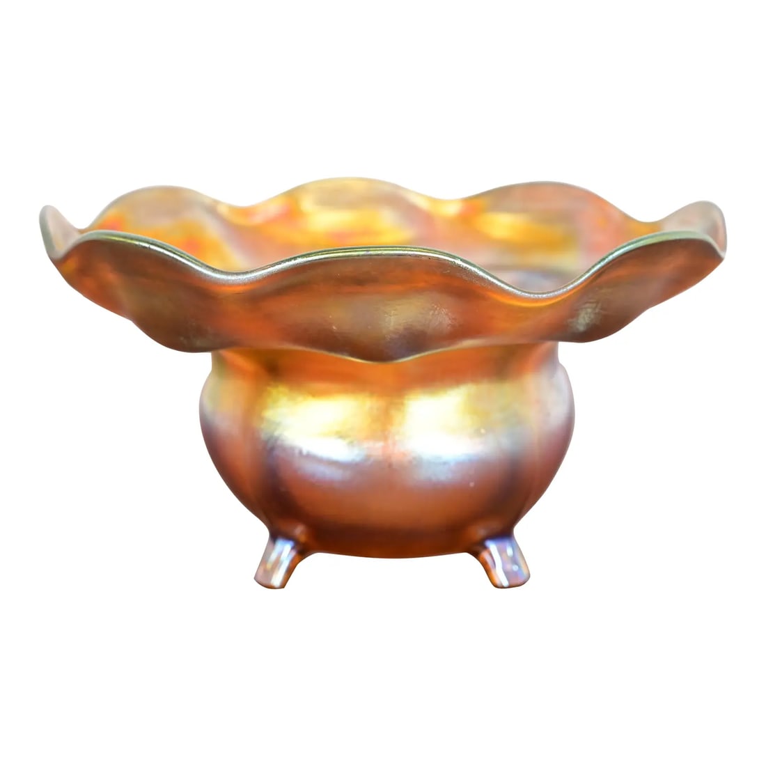 Louis Comfort Tiffany Favrile Iridescent Art Glass Floriform Footed Vase or Bowl (1 of 9)