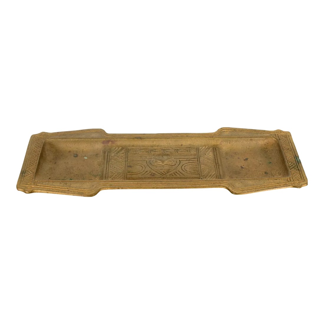 Tiffany Studios New York American Indian Pattern Bronze Doré Pen Tray (1 of 10)