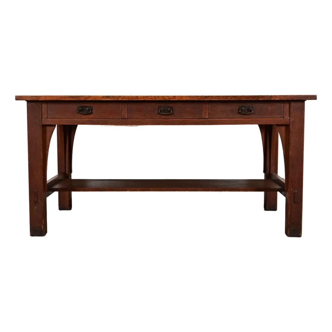 L. & J. G. Stickley Antique Mission Oak Arts & Crafts Writing Desk or Library Table, Circa 1910 (1 of 14)