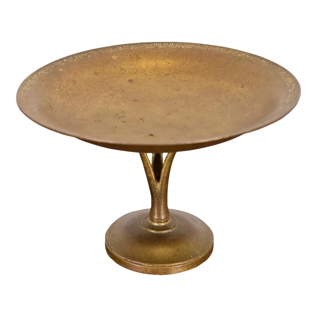 Tiffany Studios New York Bronze Doré Pedestal Bowl or Compote Dish (1 of 15)