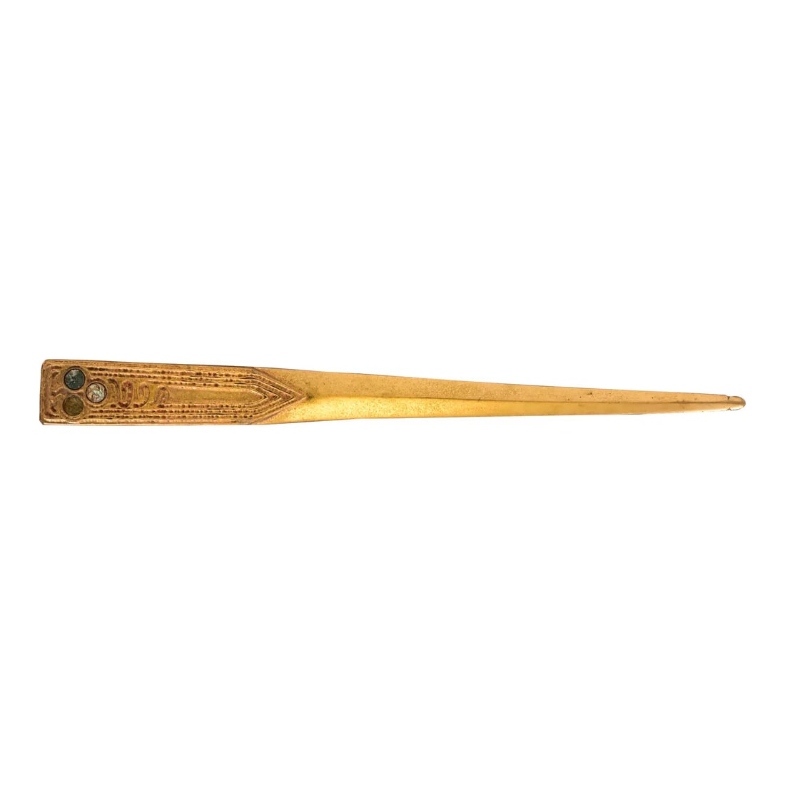 Tiffany Studios New York Bronze Doré and Abalone Letter Opener (1 of 13)