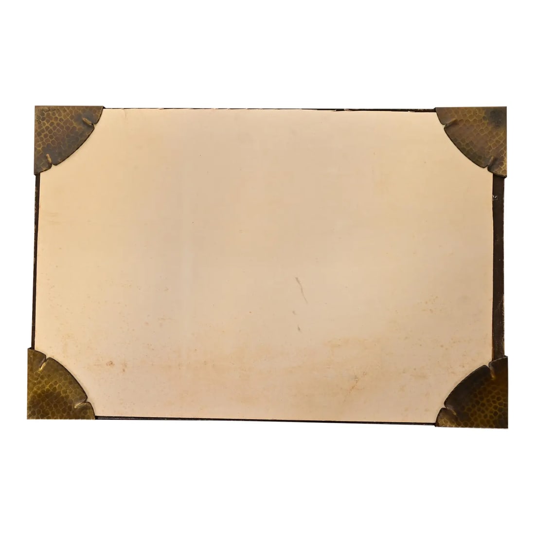 Roycroft Arts & Crafts Brass Finished Hammered Copper Blotter Corners With Desk Blotter, Circa 1920s (1 of 13)
