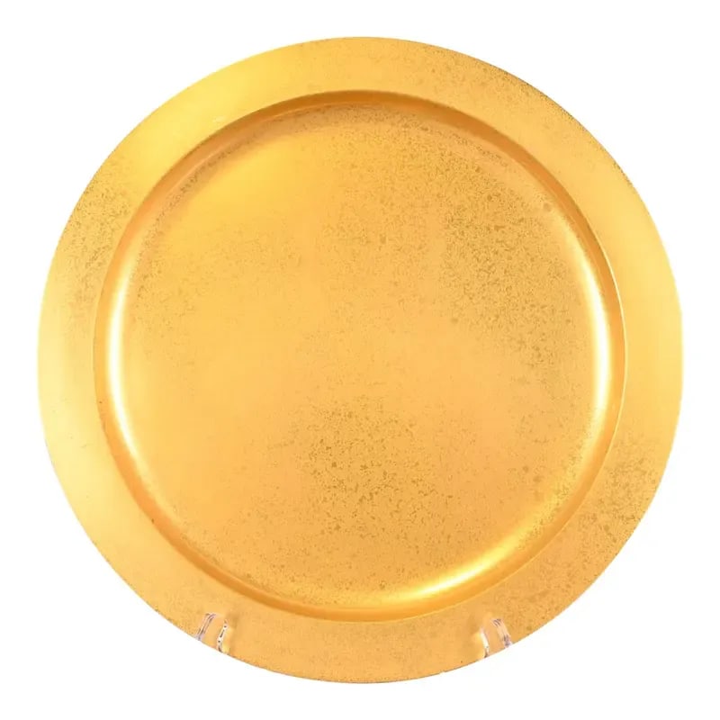Tiffany Studios New York Bronze Doré Large Plate or Charger: A gorgeous Arts & Crafts or Art Deco period gilt bronze large plate or charger By Tiffany Studios (signed to the underside) New York, USA, Early 20th Century Measures: 12.13"W x 12.13"D x 0.5"H. Very 